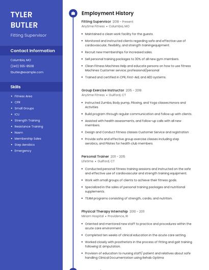 Fitting Supervisor Resume