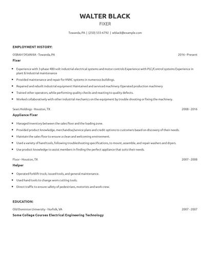 Fixer Resume