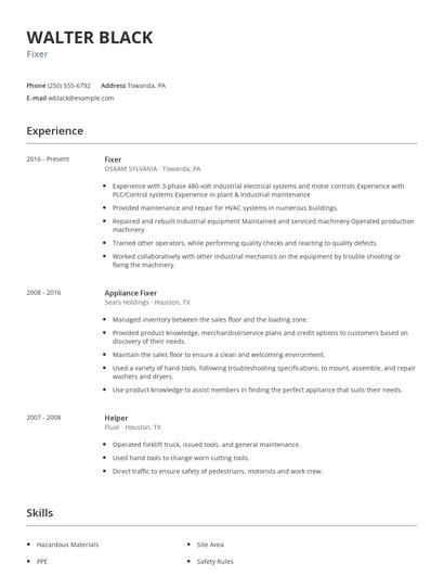 Fixer Resume
