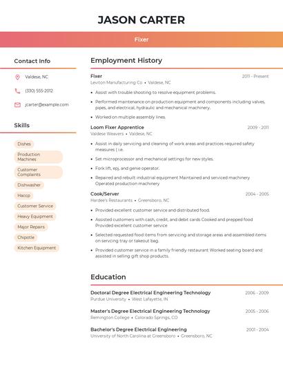 Fixer Resume