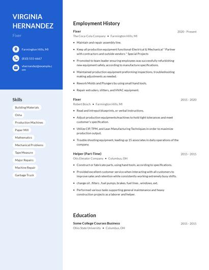 Fixer Resume