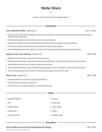 Fixer Resume