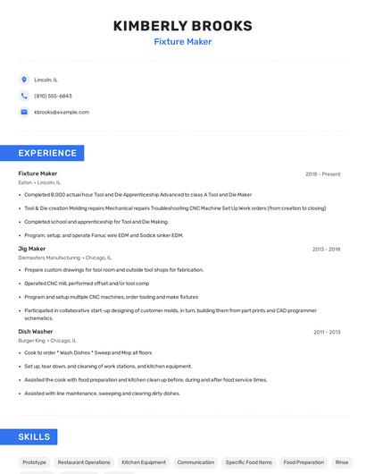 Fixture Maker Resume