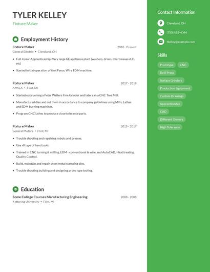 Fixture Maker Resume