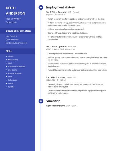 Flex O Writer Operator Resume