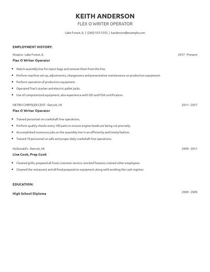 Flex O Writer Operator Resume