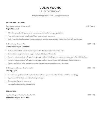 Flight Attendant Resume