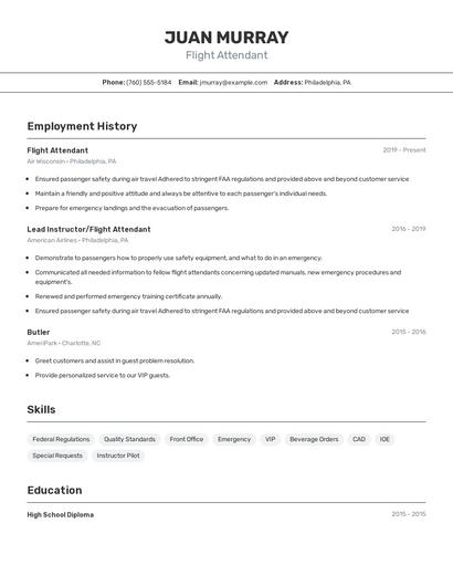 Flight Attendant Resume