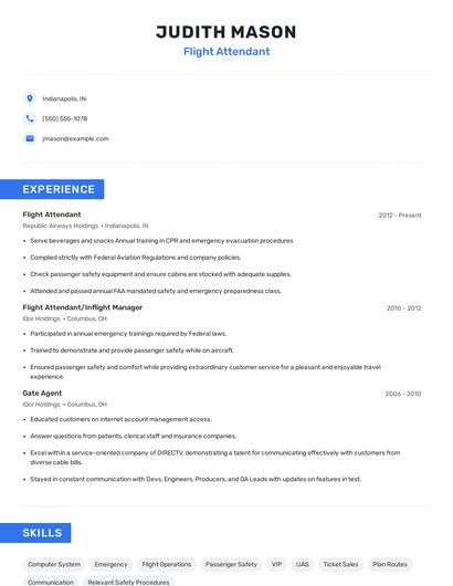 Flight Attendant Resume