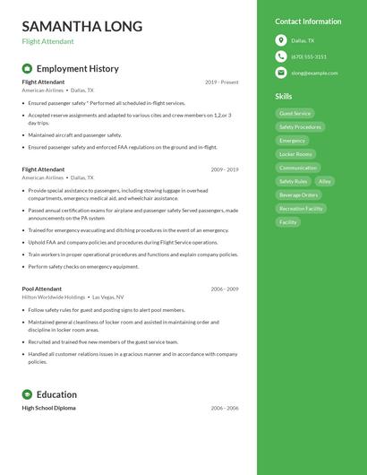 Flight Attendant Resume