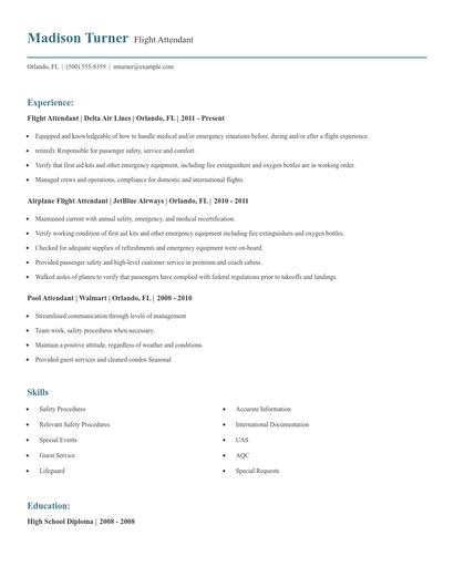 Flight Attendant Resume