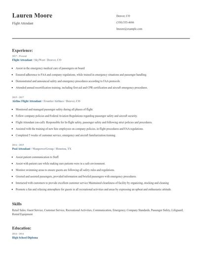 Flight Attendant Resume