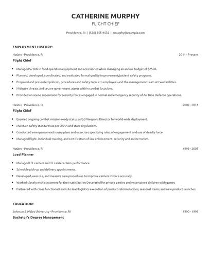 Flight Chief Resume