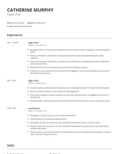 Flight Chief Resume