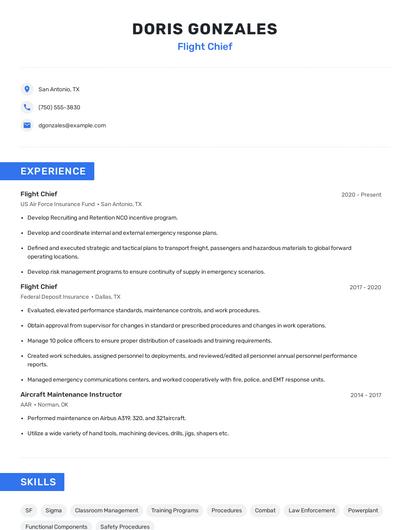 Flight Chief Resume
