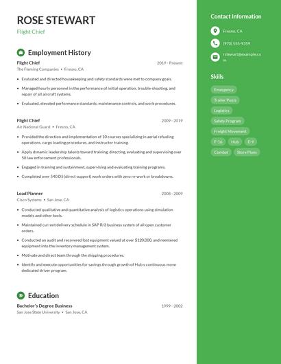 Flight Chief Resume