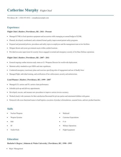 Flight Chief Resume