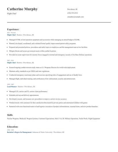Flight Chief Resume