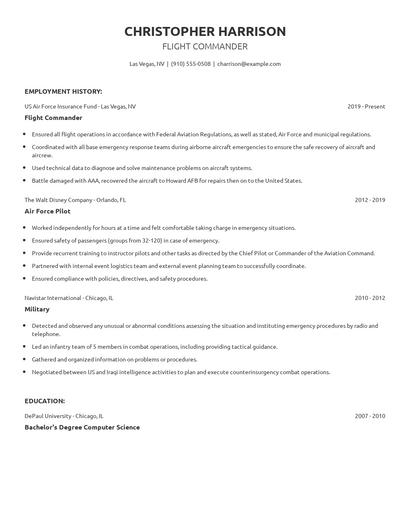 Flight Commander Resume