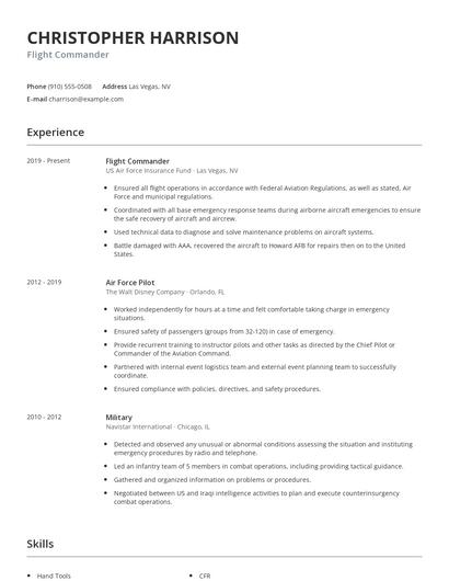 Flight Commander Resume