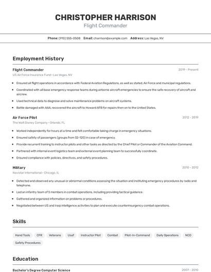 Flight Commander Resume