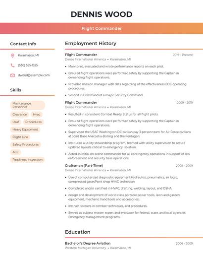 Flight Commander Resume