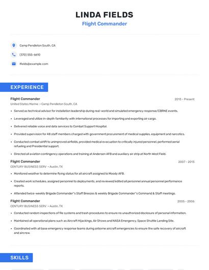 Flight Commander Resume