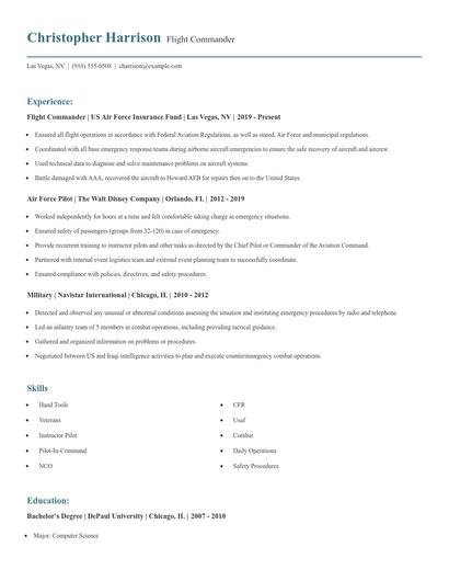 Flight Commander Resume