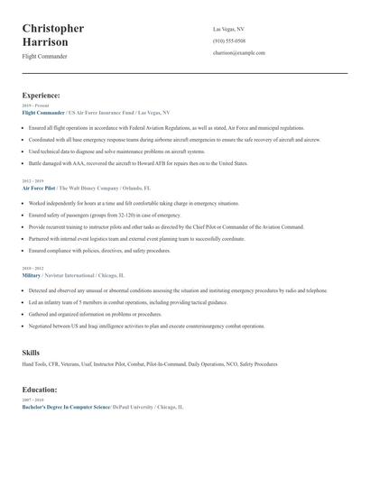 Flight Commander Resume