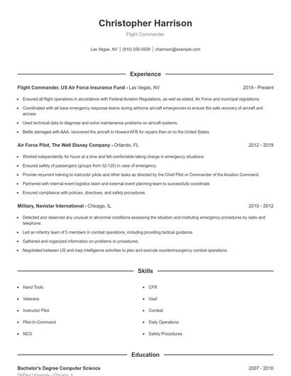 Flight Commander Resume