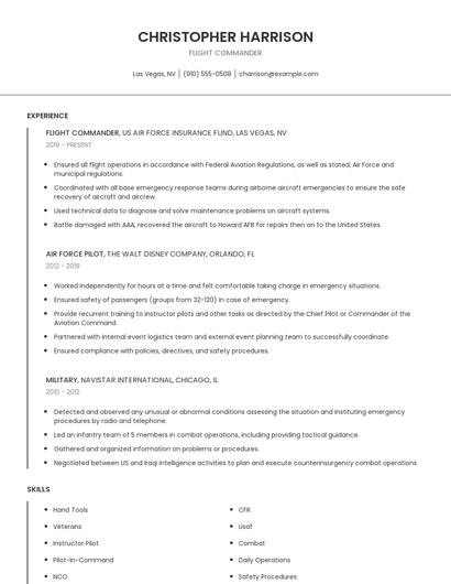 Flight Commander Resume