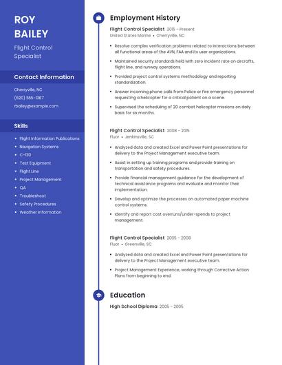 Flight Control Specialist Resume