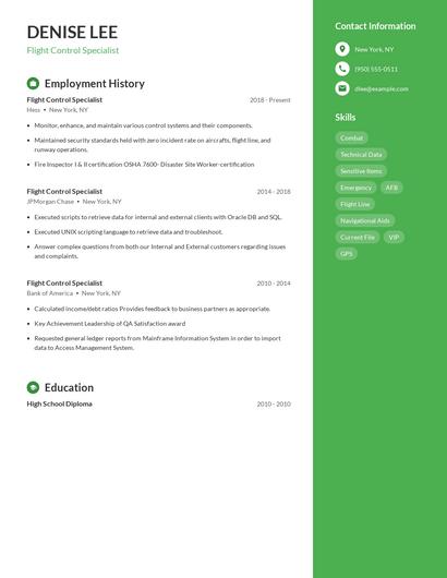 Flight Control Specialist Resume