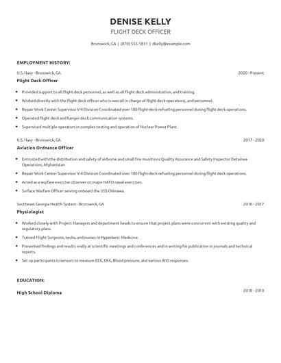 Flight Deck Officer Resume