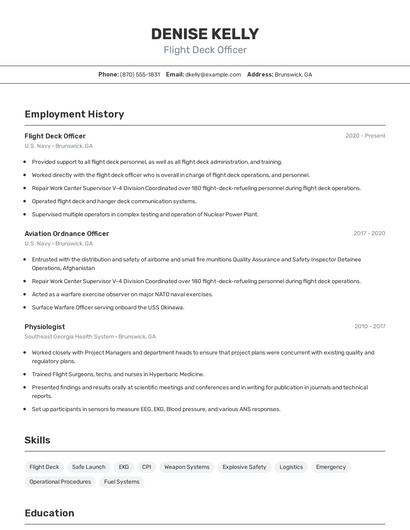 Flight Deck Officer Resume