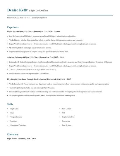 Flight Deck Officer Resume