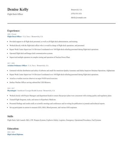 Flight Deck Officer Resume
