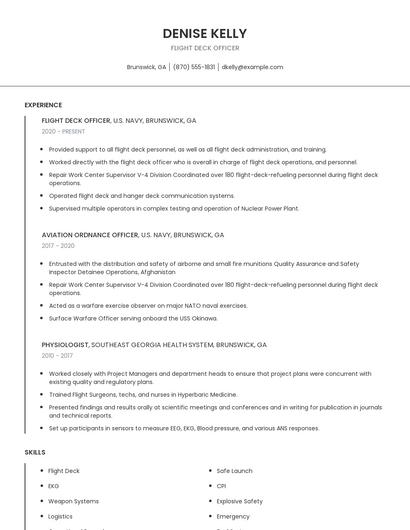 Flight Deck Officer Resume