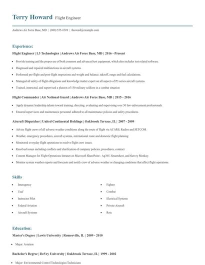 Flight Engineer Resume