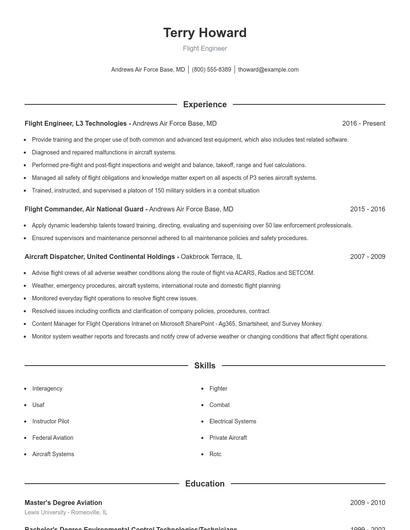 Flight Engineer Resume