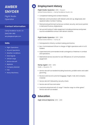 Flight Radio Operator Resume