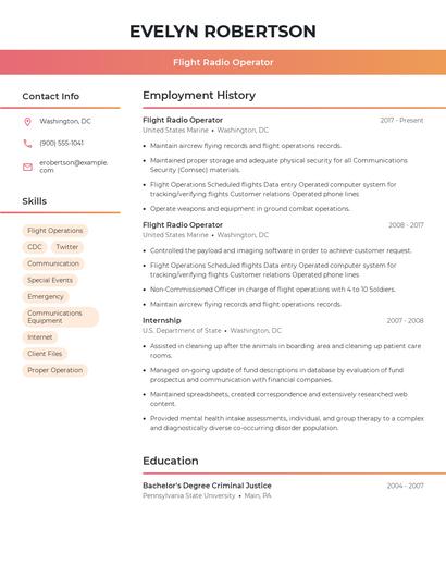 Flight Radio Operator Resume
