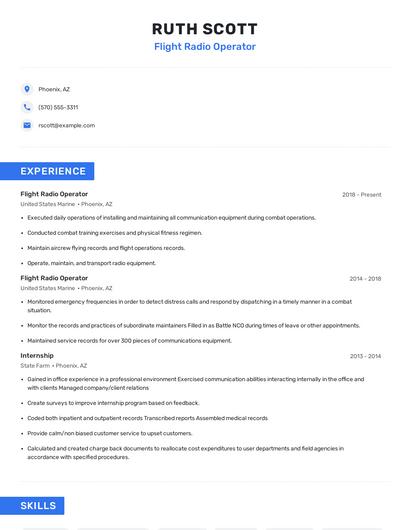 Flight Radio Operator Resume
