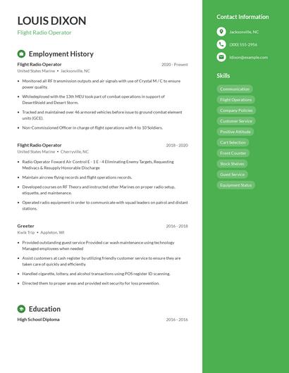 Flight Radio Operator Resume