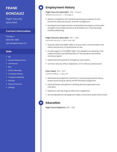 Flight Security Specialist Resume