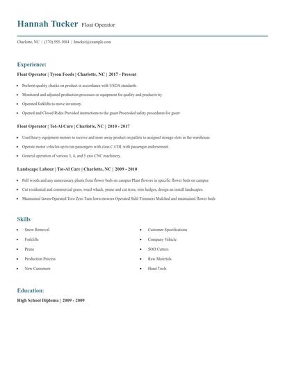 Float Operator Resume