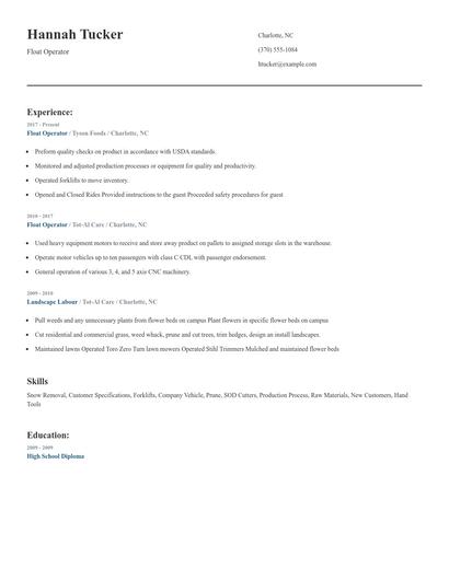 Float Operator Resume