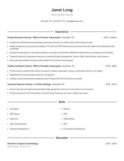 Resume example 1