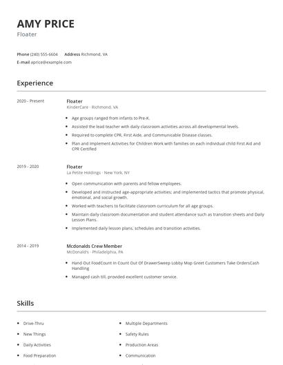 Floater Resume