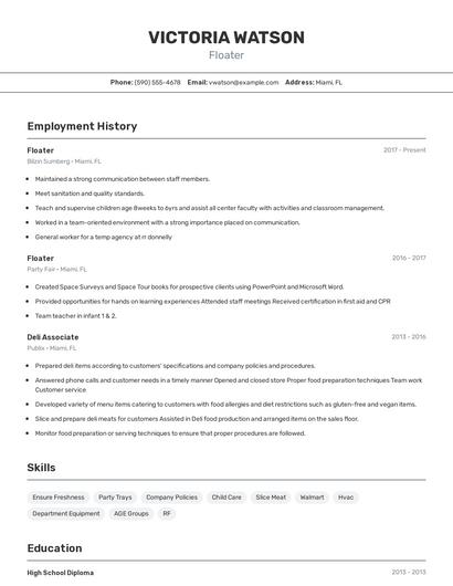 Floater Resume